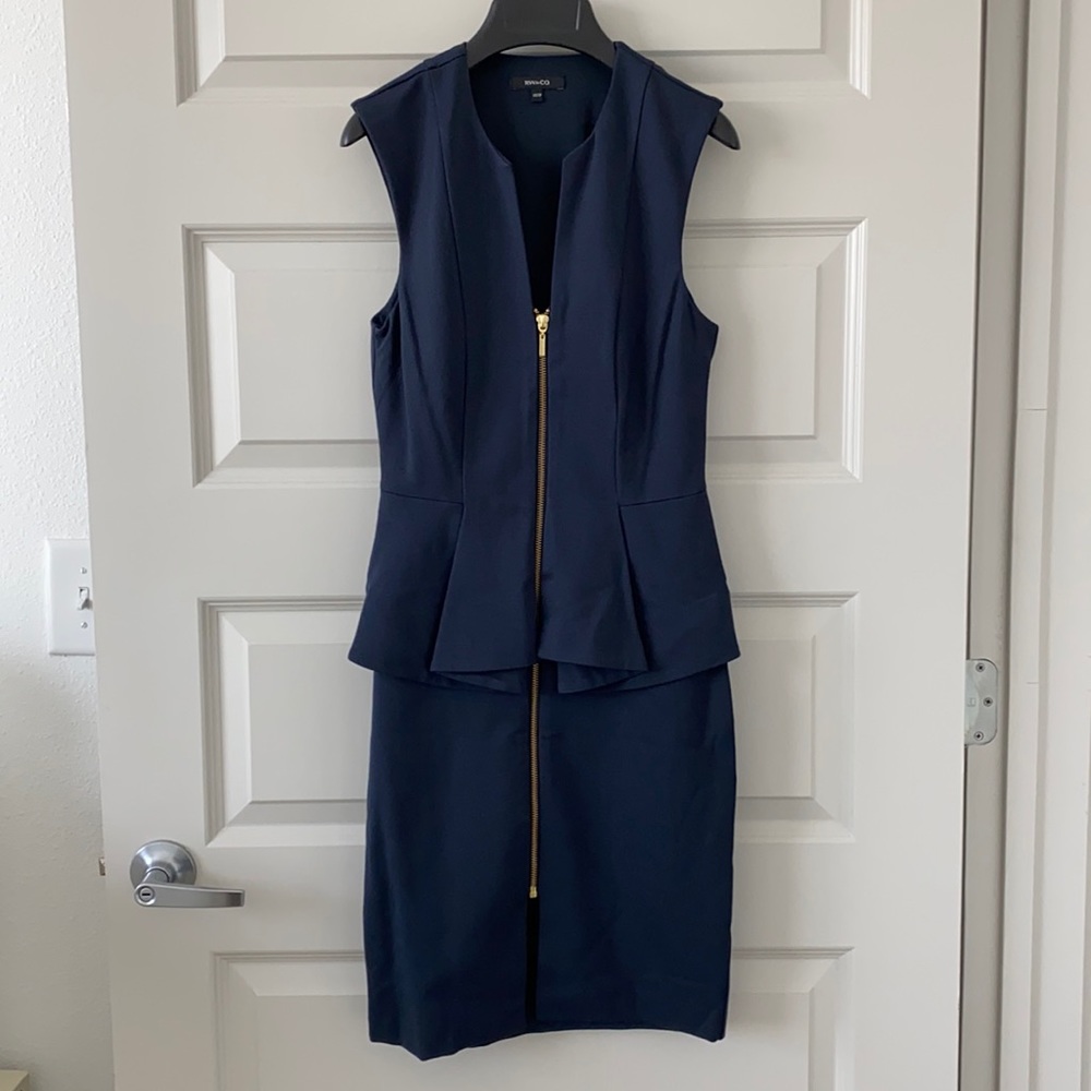 RW & Co navy peplum sheath dress